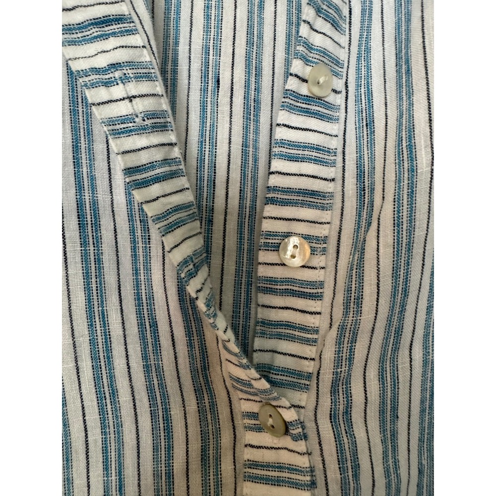 J. Jill Love Linen Stripped Quarter Button Up 100% Linen Shirt Relaxed Sz L - Picture 8 of 15